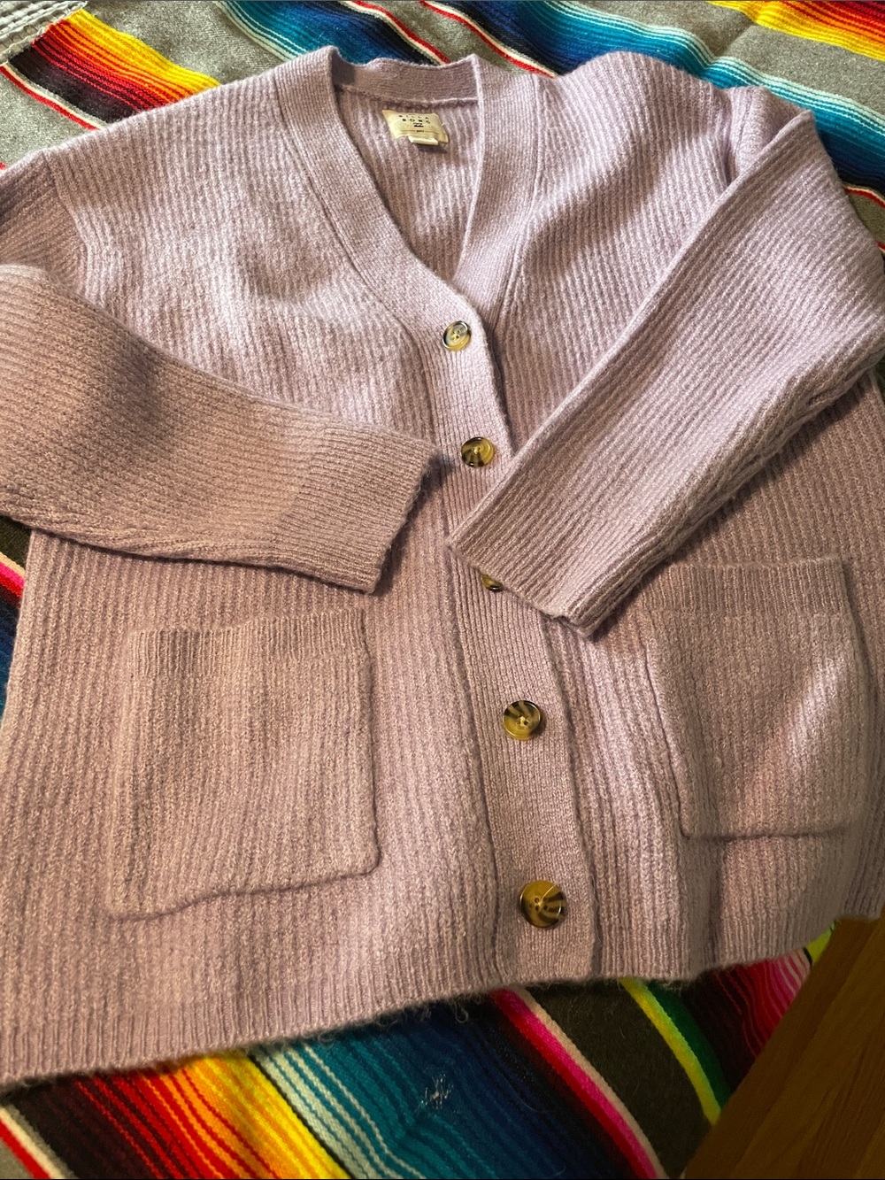 Billabong Lavender Ribbed V-Neck Button Cardigan